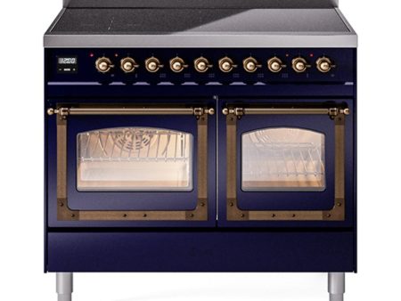 Ilve UNDI406NMPMBB Ilve Undi406Nmpmbb Nostalgie Ii Noblesse 40  Induction Range (Triple Glass Door, Midnight Blue, Burnished) Online now