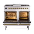 Ilve UND40FQNMPSSG Ilve Und40Fqnmpssg Nostalgie Ii Noblesse 40  Dual Fuel Range (Natural Gas, Solid Door, Stainless Steel, Brass) For Cheap