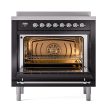 Ilve UNI366QNMPBKC Ilve Uni366Qnmpbkc Nostalgie Ii Noblesse 36  Induction Range (Solid Door, Glossy Black, Chrome) Sale