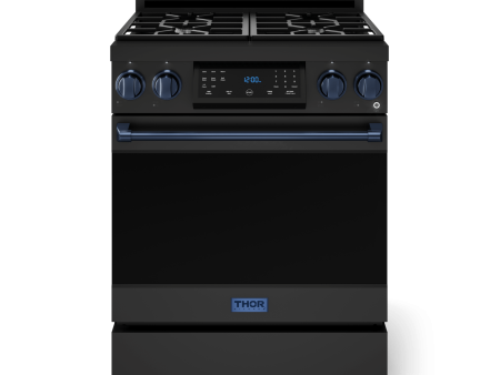 Thor Kitchen RSG30BBLU 30 Inch Professional Gas Range With Tilt Panel Touch Control In Matte Black Blue Gordon Ramsay Series - Rsg30B-Blu Hot on Sale