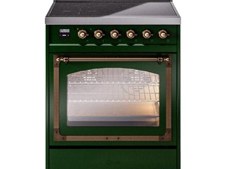 Ilve UNI304NMPEGB Ilve Uni304Nmpegb Nostalgie Ii Noblesse 30  Induction Range (Triple Glass Door, Emerald Green, Burnished) Hot on Sale