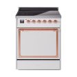 Ilve UNI304QNMPWHP Ilve Uni304Qnmpwhp Nostalgie Ii Noblesse 30  Induction Range (Solid Door, White, Copper) For Cheap