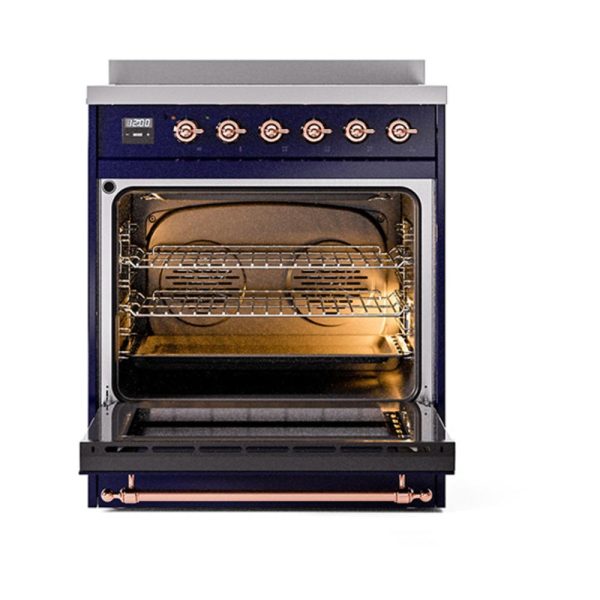 Ilve UNI304QNMPMBP Ilve Uni304Qnmpmbp Nostalgie Ii Noblesse 30  Induction Range (Solid Door, Midnight Blue, Copper) on Sale