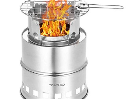 TOMSHOO Camping Stove & Backpacking Stove-Portable Folding Windproof Wood Burning Stove Compact Stainless Steel Alcohol Stove Outdoor Camping Hiking Picnic BBQ Online Sale