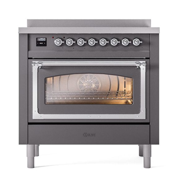 Ilve UNI366NMPMGC Ilve Uni366Nmpmgc Nostalgie Ii Noblesse 36  Induction Range (Triple Glass Door, Graphite Matte, Chrome) Online