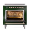 Ilve UNI366QNMPEGP Ilve Uni366Qnmpegp Nostalgie Ii Noblesse 36  Induction Range (Solid Door, Emerald Green, Copper) Online Hot Sale