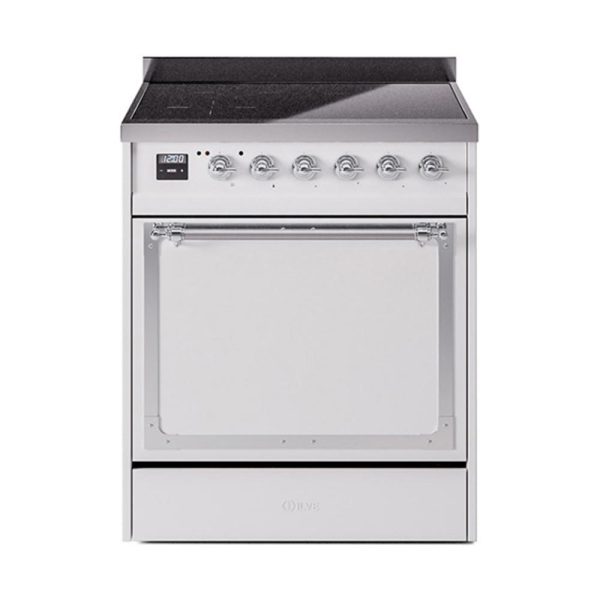 Ilve UNI304QNMPWHC Ilve Uni304Qnmpwhc Nostalgie Ii Noblesse 30  Induction Range (Solid Door, White, Chrome) Online Sale