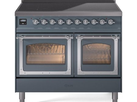 Ilve UNDI406NMPBGC Ilve Undi406Nmpbgc Nostalgie Ii Noblesse 40  Induction Range (Triple Glass Door, Blue Grey, Chrome) Supply