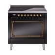 Ilve UNI366QNMPBKB Ilve Uni366Qnmpbkb Nostalgie Ii Noblesse 36  Induction Range (Solid Door, Glossy Black, Burnished) For Discount