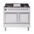 Ilve UND40FQNMPWHC Ilve Und40Fqnmpwhc Nostalgie Ii Noblesse 40  Dual Fuel Range (Natural Gas, Solid Door, White, Chrome) Online