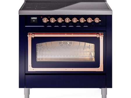 Ilve UNI366NMPMBP Ilve Uni366Nmpmbp Nostalgie Ii Noblesse 36  Induction Range (Triple Glass Door, Midnight Blue, Copper) Cheap