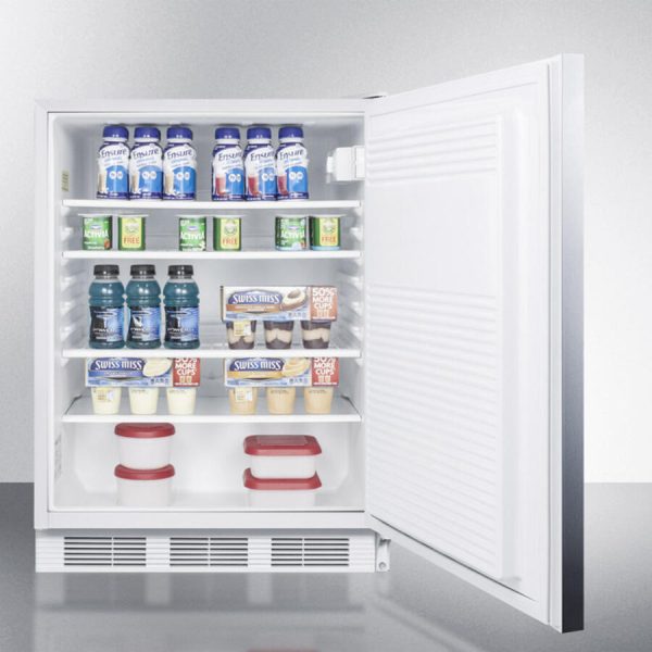 Summit AL750LSSHH Ada Compliant All-Refrigerator For Freestanding General Purpose Use, Auto Defrost W Lock, Ss Door, Horizontal Handle, And White Cabinet Hot on Sale