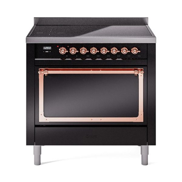 Ilve UNI366QNMPBKP Ilve Uni366Qnmpbkp Nostalgie Ii Noblesse 36  Induction Range (Solid Door, Glossy Black, Copper) Online