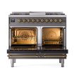 Ilve UND40FQNMPMGG Ilve Und40Fqnmpmgg Nostalgie Ii Noblesse 40  Dual Fuel Range (Natural Gas, Solid Door, Graphite Matte, Brass) Online