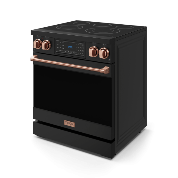 Thor Kitchen RSE30BRSG 30 Inch Professional Electric Range With Tilt Panel Touch Control In Black Rose Gold Gordon Ramsay Series - Rse30B-Rsg on Sale