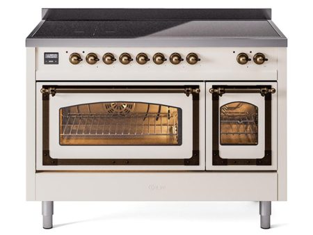 Ilve UNI486NMPAWB Ilve Uni486Nmpawb Nostalgie Ii Noblesse 48  Induction Range (Triple Glass Door, Antique White, Burnished) Hot on Sale