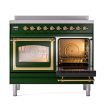 Ilve UNDI406NMPEGG Ilve Undi406Nmpegg Nostalgie Ii Noblesse 40  Induction Range (Triple Glass Door, Emerald Green, Brass) Online now