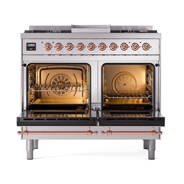 Ilve UND40FQNMPSSP Ilve Und40Fqnmpssp Nostalgie Ii Noblesse 40  Dual Fuel Range (Natural Gas, Solid Door, Stainless Steel, Copper) For Cheap