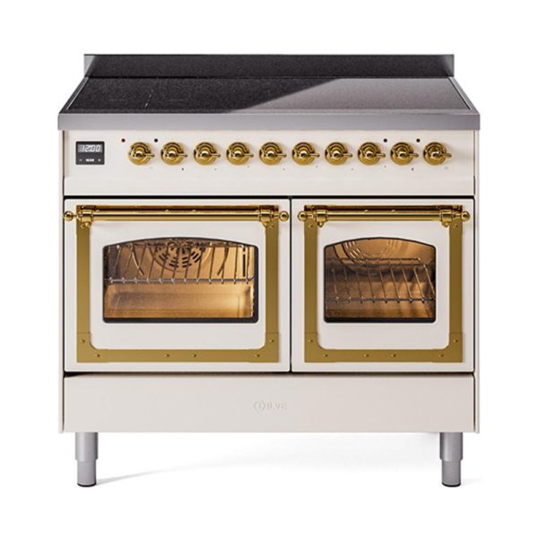 Ilve UNDI406NMPAWG Ilve Undi406Nmpawg Nostalgie Ii Noblesse 40  Induction Range (Triple Glass Door, Antique White, Brass) Online Sale