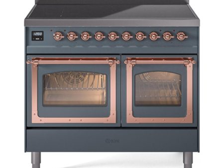 Ilve UNDI406NMPBGP Ilve Undi406Nmpbgp Nostalgie Ii Noblesse 40  Induction Range (Triple Glass Door, Blue Grey, Copper) Online