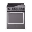 Ilve UNI304QNMPMGC Ilve Uni304Qnmpmgc Nostalgie Ii Noblesse 30  Induction Range (Solid Door, Graphite Matte, Chrome) For Discount