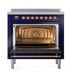 Ilve UNI366NMPMBP Ilve Uni366Nmpmbp Nostalgie Ii Noblesse 36  Induction Range (Triple Glass Door, Midnight Blue, Copper) Cheap