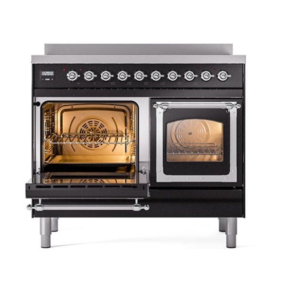 Ilve UNDI406NMPBKC Ilve Undi406Nmpbkc Nostalgie Ii Noblesse 40  Induction Range (Triple Glass Door, Glossy Black, Chrome) Online Sale