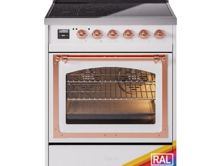 Ilve UNI304NMPRAP Ilve Uni304Nmprap Nostalgie Ii Noblesse 30  Induction Range (Triple Glass Door, Ral, Copper) For Sale