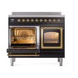 Ilve UNDI406NMPBKG Ilve Undi406Nmpbkg Nostalgie Ii Noblesse 40  Induction Range (Triple Glass Door, Glossy Black, Brass) For Discount