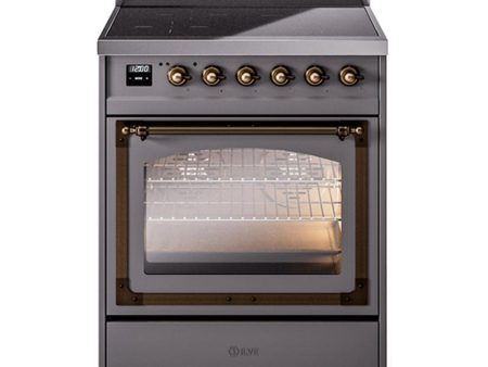 Ilve UNI304NMPMGB Ilve Uni304Nmpmgb Nostalgie Ii Noblesse 30  Induction Range (Triple Glass Door, Graphite Matte, Burnished) Online now