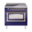 Ilve UNI366NMPMBG Ilve Uni366Nmpmbg Nostalgie Ii Noblesse 36  Induction Range (Triple Glass Door, Midnight Blue, Brass) Sale