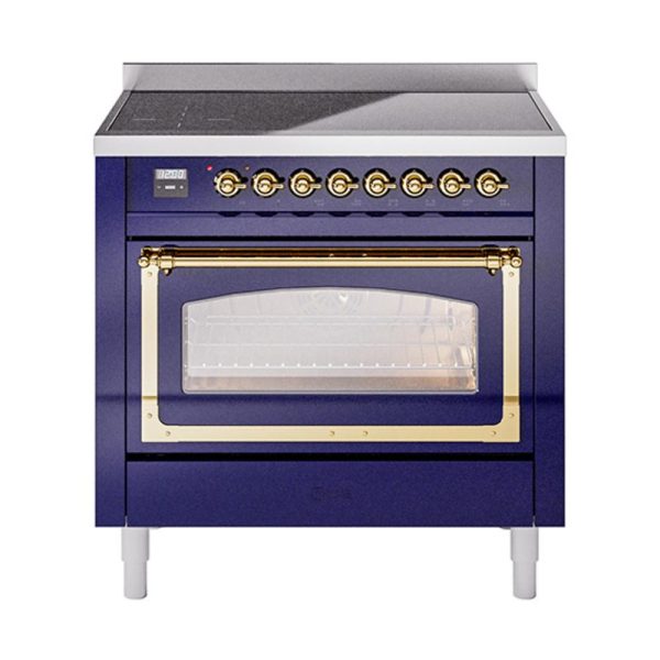 Ilve UNI366NMPMBG Ilve Uni366Nmpmbg Nostalgie Ii Noblesse 36  Induction Range (Triple Glass Door, Midnight Blue, Brass) Sale