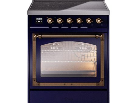 Ilve UNI304NMPMBB Ilve Uni304Nmpmbb Nostalgie Ii Noblesse 30  Induction Range (Triple Glass Door, Midnight Blue, Burnished) Fashion