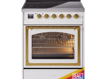 Ilve UNI304NMPRAG Ilve Uni304Nmprag Nostalgie Ii Noblesse 30  Induction Range (Triple Glass Door, Ral, Brass) Fashion