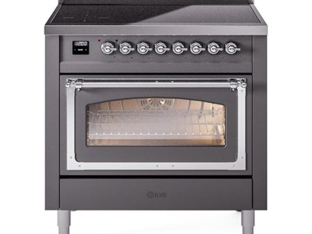 Ilve UNI366NMPMGC Ilve Uni366Nmpmgc Nostalgie Ii Noblesse 36  Induction Range (Triple Glass Door, Graphite Matte, Chrome) Online