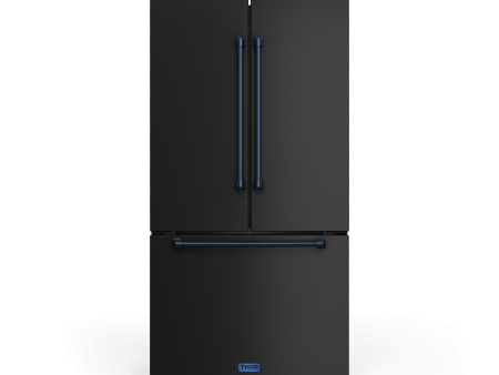 Thor Kitchen RF3621CTD00BLU 36 Inch 20.3 Cu Ft French Door Counter Depth Refrigerator With Ice Maker In Black Navy Blue Gordon Ramsay Series - Rf3621Ctd00-Blu Online Sale