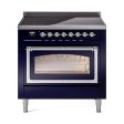 Ilve UNI366NMPMBC Ilve Uni366Nmpmbc Nostalgie Ii Noblesse 36  Induction Range (Triple Glass Door, Midnight Blue, Chrome) Hot on Sale