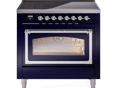 Ilve UNI366NMPMBC Ilve Uni366Nmpmbc Nostalgie Ii Noblesse 36  Induction Range (Triple Glass Door, Midnight Blue, Chrome) Hot on Sale