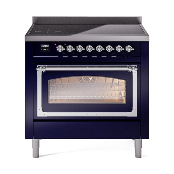 Ilve UNI366NMPMBC Ilve Uni366Nmpmbc Nostalgie Ii Noblesse 36  Induction Range (Triple Glass Door, Midnight Blue, Chrome) Hot on Sale