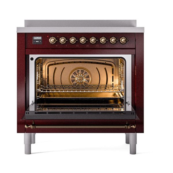 Ilve UNI366QNMPBUB Ilve Uni366Qnmpbub Nostalgie Ii Noblesse 36  Induction Range (Solid Door, Burgundy, Burnished) Online Hot Sale