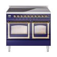 Ilve UNDI406NMPMBG Ilve Undi406Nmpmbg Nostalgie Ii Noblesse 40  Induction Range (Triple Glass Door, Midnight Blue, Brass) Hot on Sale