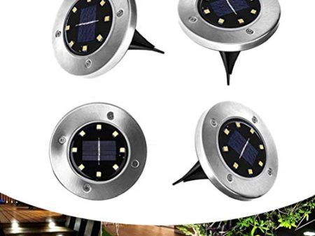 Solar Ground Light Outdoor, Kalurab Upgraded Waterproof Outdoor Solar Landscape Lighting with 8 LED,4 Pack LED Landscape Pathway Lights IP65 Waterproof Underground Solar Light for Driveway, Pathway, Patio, Lawn, Square, Pool, Yard(White) Hot on Sale