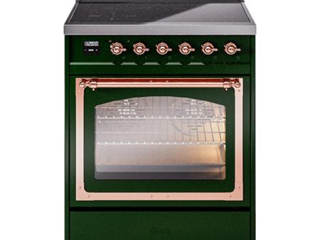 Ilve UNI304NMPEGP Ilve Uni304Nmpegp Nostalgie Ii Noblesse 30  Induction Range (Triple Glass Door, Emerald Green, Copper) For Discount