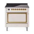 Ilve UNI366QNMPAWG Ilve Uni366Qnmpawg Nostalgie Ii Noblesse 36  Induction Range (Solid Door, Antique White, Brass) Fashion