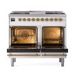 Ilve UND40FQNMPWHG Ilve Und40Fqnmpwhg Nostalgie Ii Noblesse 40  Dual Fuel Range (Natural Gas, Solid Door, White, Brass) Online now