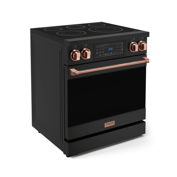 Thor Kitchen RSE30BRSG 30 Inch Professional Electric Range With Tilt Panel Touch Control In Black Rose Gold Gordon Ramsay Series - Rse30B-Rsg on Sale