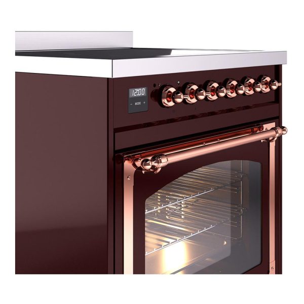 Ilve UNI304NMPBUP Ilve Uni304Nmpbup Nostalgie Ii Noblesse 30  Induction Range (Triple Glass Door, Burgundy, Copper) Supply