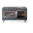 Ilve UN60FNMPBGPLP Ilve Un60Fnmpbgplp Nostalgie Ii Noblesse 60  Dual Fuel Range (9 Sealed Burners + Griddle, Liquid Propane, Triple Glass Door, Blue Grey, Copper) For Sale