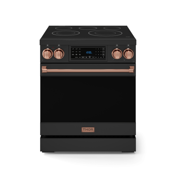 Thor Kitchen RSE30BRSG 30 Inch Professional Electric Range With Tilt Panel Touch Control In Black Rose Gold Gordon Ramsay Series - Rse30B-Rsg on Sale