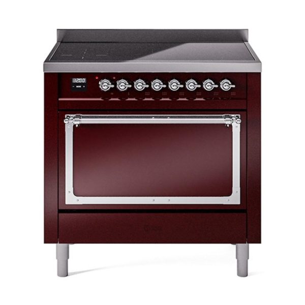 Ilve UNI366QNMPBUC Ilve Uni366Qnmpbuc Nostalgie Ii Noblesse 36  Induction Range (Solid Door, Burgundy, Chrome) Cheap